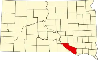 Locatie van Charles Mix County in South Dakota