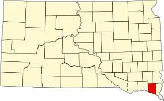 Locatie van Clay County in South Dakota