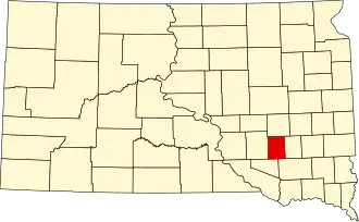 Locatie van Davison County in South Dakota