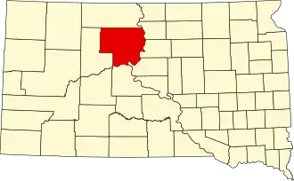 Locatie van Dewey County in South Dakota