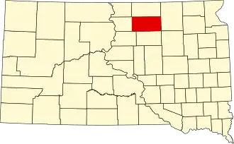Locatie van Edmunds County in South Dakota