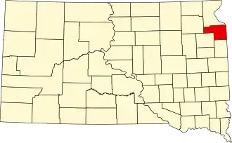 Locatie van Grant County in South Dakota