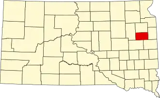 Locatie van Hamlin County in South Dakota