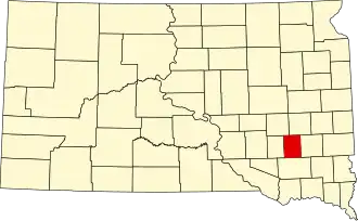 Locatie van Hanson County in South Dakota