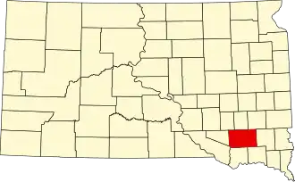 Locatie van Hutchinson County in South Dakota