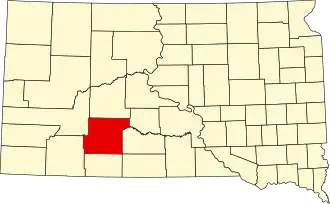 Locatie van Jackson County in South Dakota