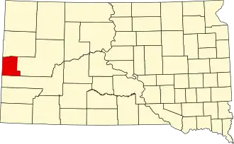 Locatie van Lawrence County in South Dakota