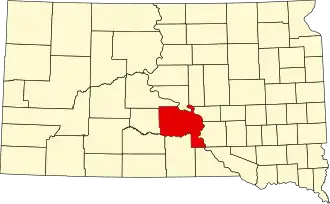 Locatie van Lyman County in South Dakota