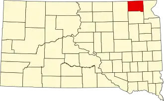 Locatie van Marshall County in South Dakota