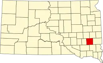 Locatie van McCook County in South Dakota