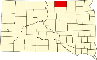 Locatie van McPherson County in South Dakota