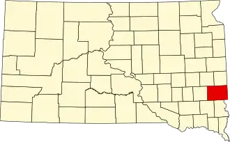 Locatie van Minnehaha County in South Dakota