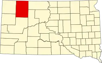 Locatie van Perkins County in South Dakota