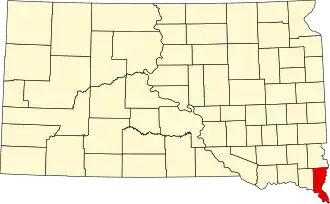 Locatie van Union County in South Dakota