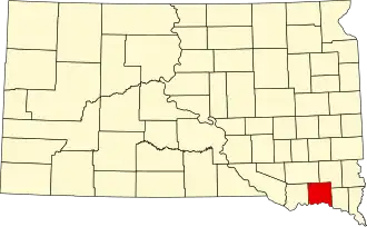 Locatie van Yankton County in South Dakota