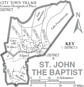 Kaart van St. John the Baptist Parish