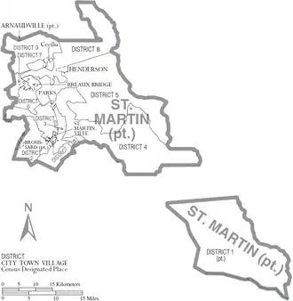 Kaart van St. Martin Parish