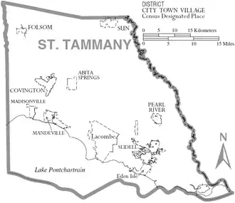 Kaart van St. Tammany Parish