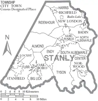 Kaart van Stanly County