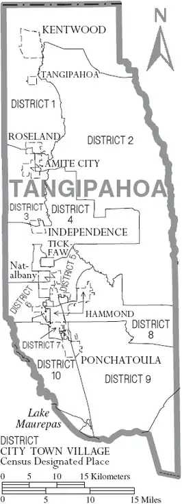 Kaart van Tangipahoa Parish