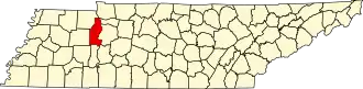 Locatie van Benton County in Tennessee