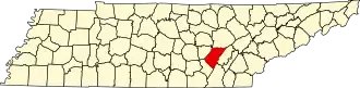Locatie van Bledsoe County in Tennessee