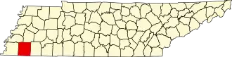Locatie van Fayette County in Tennessee