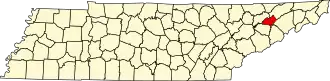 Locatie van Hamblen County in Tennessee