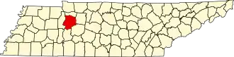 Locatie van Humphreys County in Tennessee