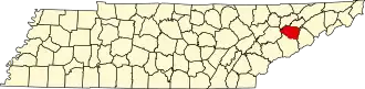 Locatie van Jefferson County in Tennessee