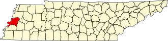 Locatie van Lauderdale County in Tennessee