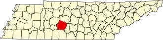 Locatie van Maury County in Tennessee