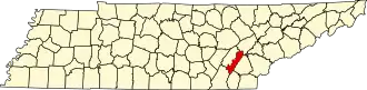 Locatie van Meigs County in Tennessee