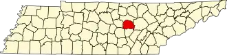 Locatie van White County in Tennessee