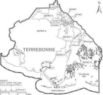 Kaart van Terrebonne Parish