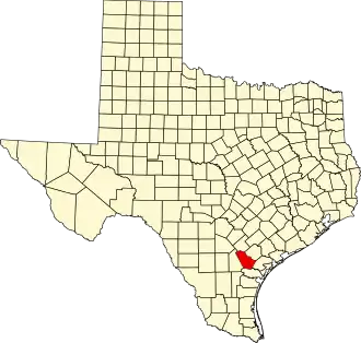 Locatie van Bee County in Texas