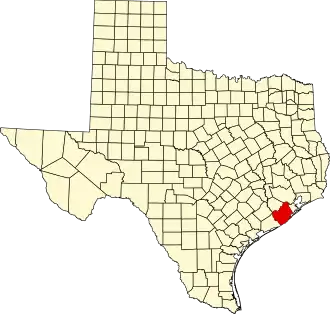 Locatie van Brazoria County in Texas