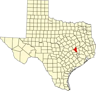 Locatie van Brazos County in Texas