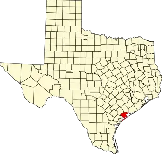 Locatie van Calhoun County in Texas