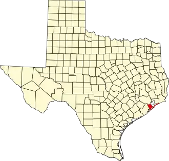Locatie van Galveston County in Texas