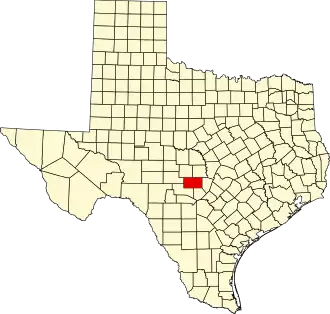 Locatie van Gillespie County in Texas