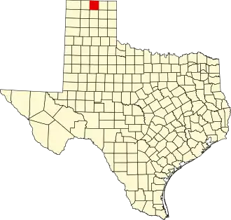 Locatie van Hansford County in Texas