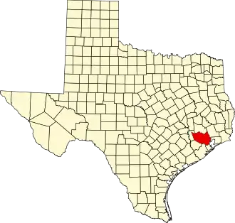 Locatie van Harris County in Texas