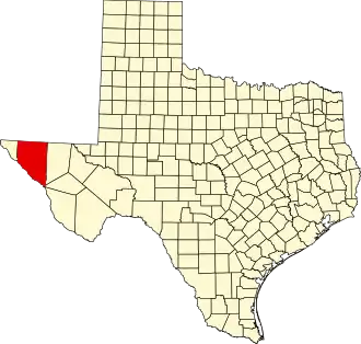Locatie van Hudspeth County in Texas