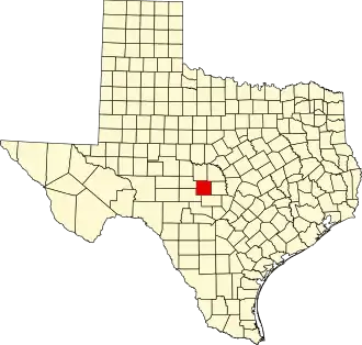 Locatie van Mason County in Texas