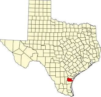 Locatie van Nueces County in Texas