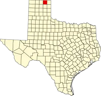 Locatie van Ochiltree County in Texas
