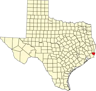 Locatie van Orange County in Texas