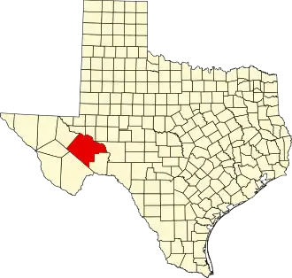 Locatie van Pecos County in Texas