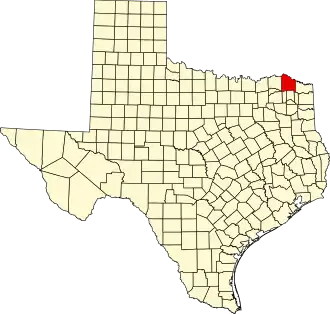 Locatie van Red River County in Texas